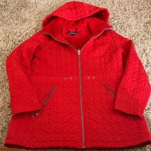 Karl Lagerfeld Red Quilted Hooded Jacket